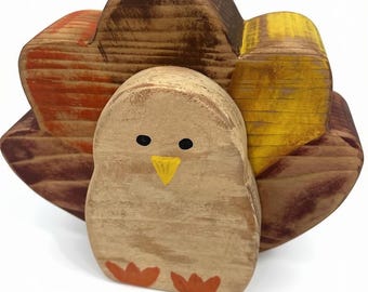 Wooden Turkey Shelf Sitter, Fall Thanksgiving Decor, Mantel Decorations, Tiered Tray Decor, Primitive Fall Decor, Thanksgiving Table Decor