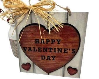 Decoración de pared para el día de San Valentín, letrero con forma de corazón, corazones de granja, decoración rústica, decoración de San Valentín, decoración de repisa, placa con forma de corazón, letrero de palé