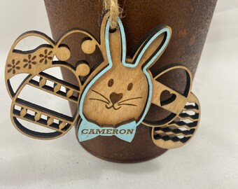 Etiquetas para canasta de Pascua, etiquetas de conejito de Pascua, etiquetas personalizadas de conejo de madera, etiqueta con nombre de conejito, decoración de Pascua, etiqueta de Pascua personalizada, tarjeta de lugar, nombre, regalo de Pascua