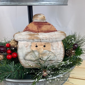 Primitive Santa, Christmas Decor For Tiered Tray, Rustic Holiday Decor, Santa Shelf Sitter, Farmhouse Santa, Primitive Christmas Decor