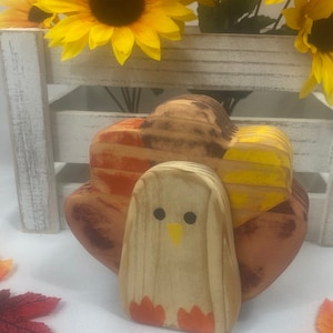 Wood Turkey Decor, Thanksgiving Decorations, Rustic Wooden Turkey, Primitive Fall Decor, Fall Shelf Sitter For Mantel, Hostess Gift Ideas