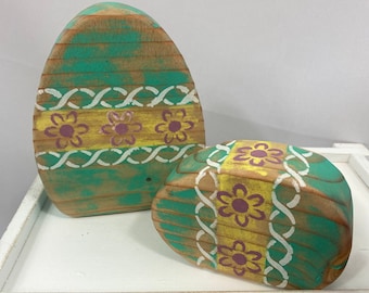 Easter Egg Shelf Sitter, Chunky Easter Eggs, Decorative Wood Eggs, Distressed Easter Decor, Easter Mantel Decor, Country Easter Decoration
