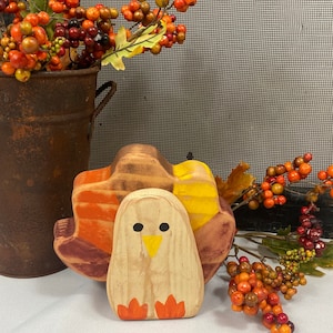 Turkey Thanksgiving Decor, Rustic Wooden Turkey, Primitive Fall Decorations, Thanksgiving Mantel Decor, Fall Shelf Sitter, Hostess Gift Idea