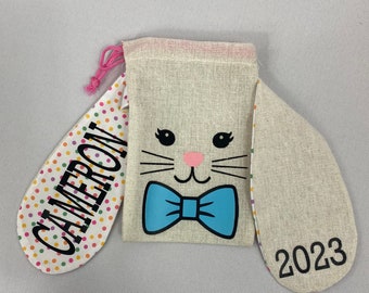 Bolsa de Pascua personalizada, bolsa de golosinas personalizada, bolsa de dulces de conejito, regalos de fiesta de Pascua, tarjetas de mesa de Pascua, decoración de conejito de Pascua