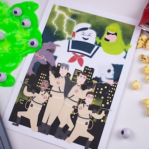 Ghostbusters Movie Print | 80&#39;s Movies | Slimer | Ghosts | Halloween | Stay Puft