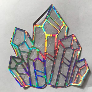 Crystal Window Cling Suncatcher, Prism and Holographic Rainbow Maker, Static Cling Decal, Removable and Reusable