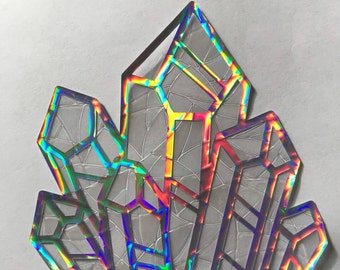 Crystal Window Cling Suncatcher, Prism and Holographic Rainbow Maker, Static Cling Decal, Removable and Reusable