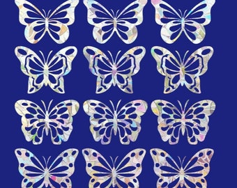 12 Butterfly Window Cling Suncatcher, Static Cling Decal, Prism Rainbow Maker, Set of 12 Decals, Bird Strike Prevention