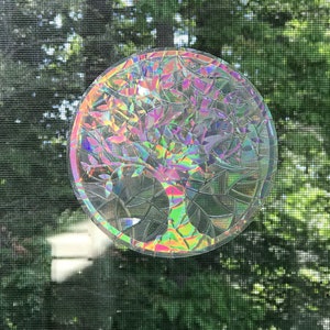 Large Tree of Life Window Cling Suncatcher, Prism & Holographic Rainbow Maker, Static Cling Decal, 8 diameter, Removable and Reusable image 5