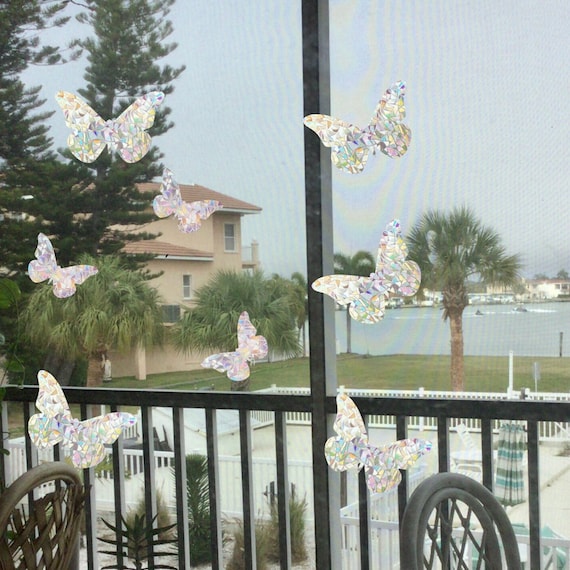 Butterfly Window Clings: Rainbow Prism Suncatchers, Bird Strike Prevention