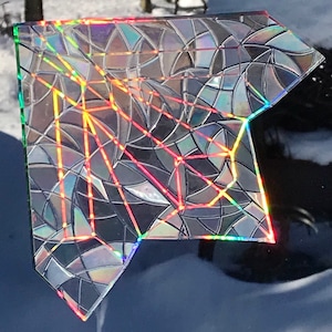 2 Crystal Corner Window Cling, Prism Rainbow Maker, Vinyl Static Cling Decal, Set of 2 Decals, Removable and Reusable