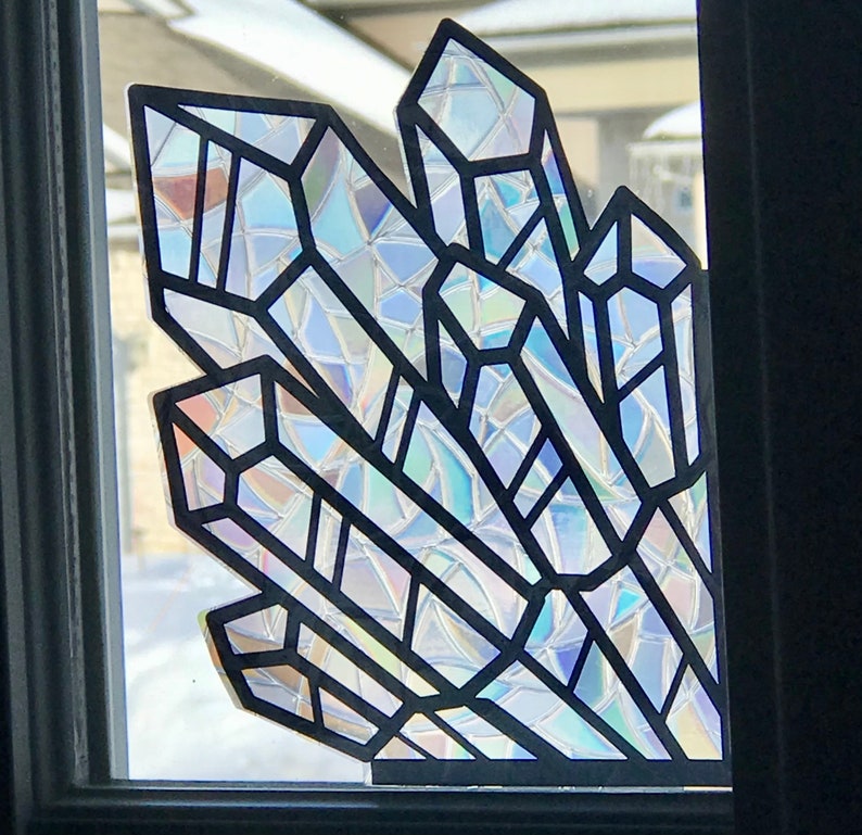 2 accroches de fenêtre dangle en cristal, Prism Holographic Rainbow Maker, Autocollant statique, Ensemble de 2 décalcomanies, amovible et réutilisable image 5