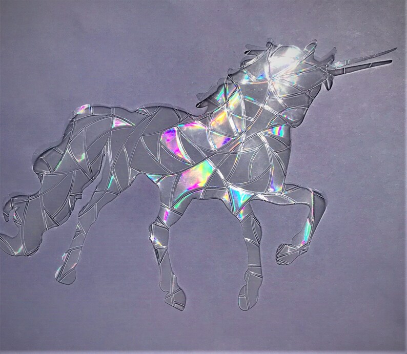 9 Unicorn Prism Rainbow Maker Window Cling Suncatcher, Vinyl Static Cling Decal, Set of 9 Decals, Prevent Bird Strikes image 8