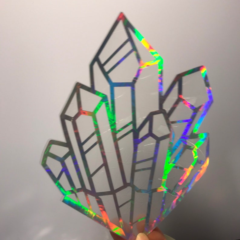 2 accroches de fenêtre dangle en cristal, Prism Holographic Rainbow Maker, Autocollant statique, Ensemble de 2 décalcomanies, amovible et réutilisable image 6
