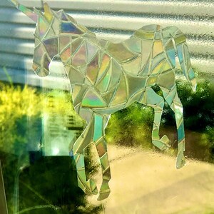 9 Unicorn Prism Rainbow Maker Window Cling Suncatcher, Vinyl Static Cling Decal, Set of 9 Decals, Prevent Bird Strikes image 6