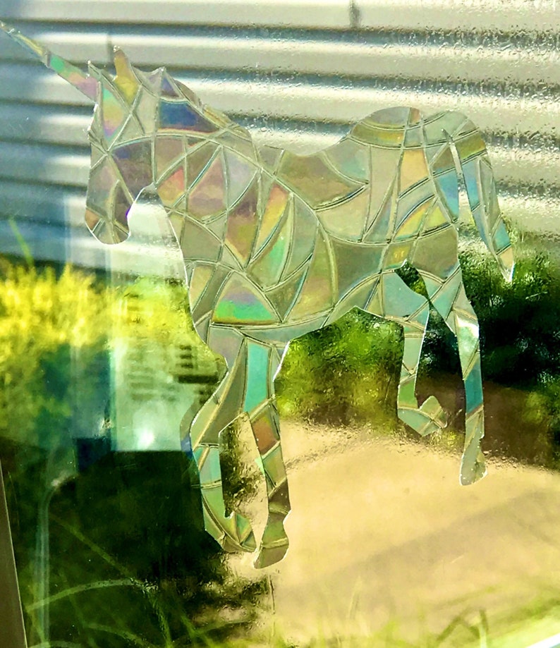 9 Unicorn Prism Rainbow Maker Window Cling Suncatcher, Vinyl Static Cling Decal, Set of 9 Decals, Prevent Bird Strikes image 6