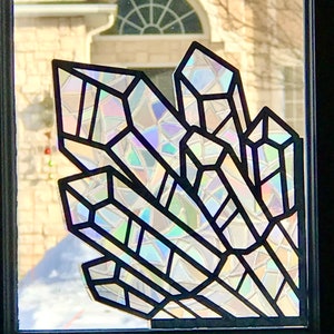 2 Crystal Corner Window Clings, Prism Holographic Rainbow Maker, Static Cling Decal, Set of 2 Decals, Removable and Reusable image 3
