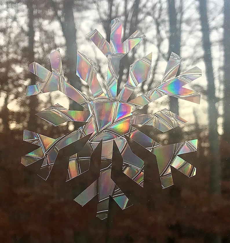 9 Snowflake Window Clings Prism Rainbow Maker Reusable Vinyl Etsy UK