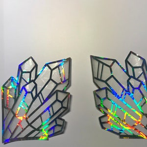 2 accroches de fenêtre dangle en cristal, Prism Holographic Rainbow Maker, Autocollant statique, Ensemble de 2 décalcomanies, amovible et réutilisable image 9
