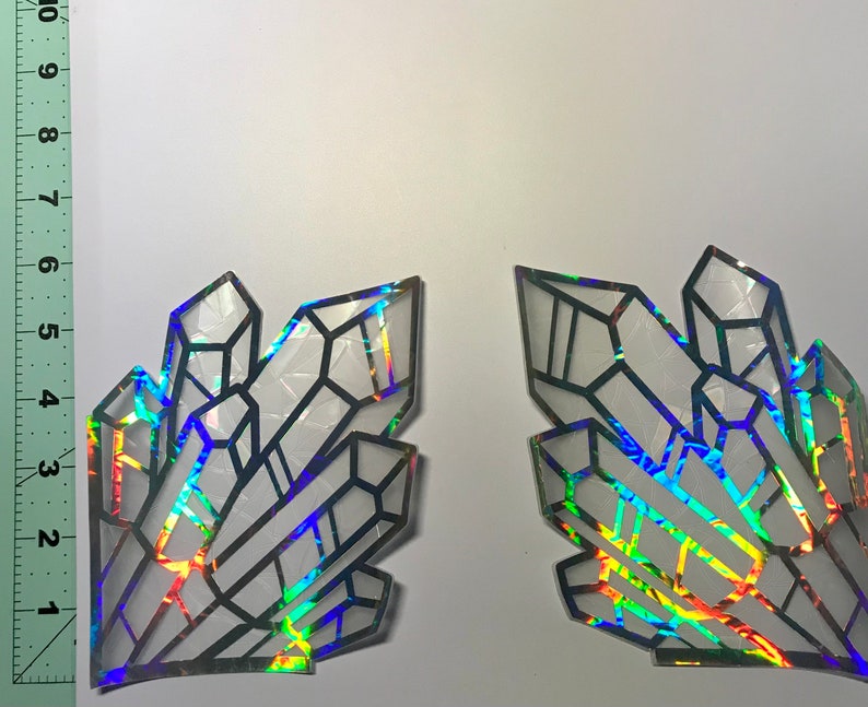 2 Crystal Corner Window Clings, Prism Holographic Rainbow Maker, Static Cling Decal, Set of 2 Decals, Removable and Reusable image 9