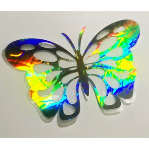 Butterfly Window Cling Suncatchers, Prism & Holographic Rainbow Maker, Static Cling Decals, 5" wide, Removable and Reusable
