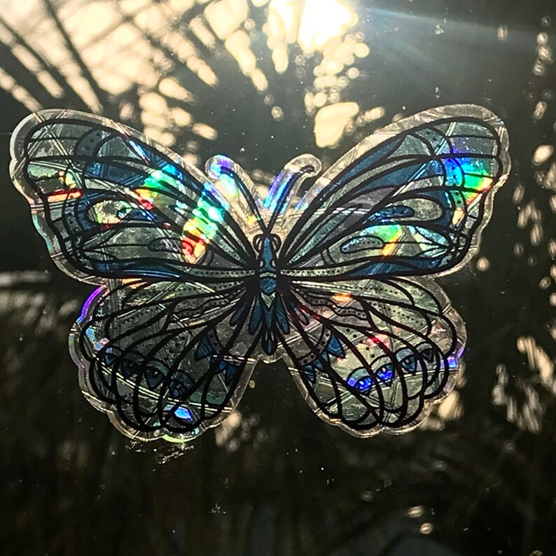10 Butterfly Window Cling Suncatchers Stained Glass Look Etsy