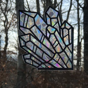 2 accroches de fenêtre dangle en cristal, Prism Holographic Rainbow Maker, Autocollant statique, Ensemble de 2 décalcomanies, amovible et réutilisable image 4