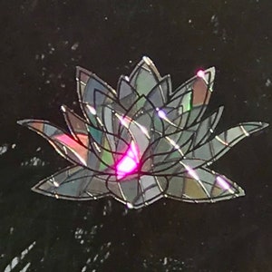 Large Lotus Flower Window Cling Prism & Holographic Rainbow Maker, Static Cling Decal, 11 x 6.5. Removable and Reusable image 5