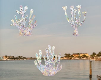6 Window Clings that Cast Rainbows and Alert Birds - Sparkle up Your Home with Coral Shaped Prism Designs!