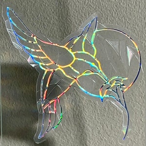 Hummingbird Flower Window Cling Suncatcher, Prism & Holographic Rainbow Maker, Static Cling Decal Sticker for Car or Home, Reusable Sticker