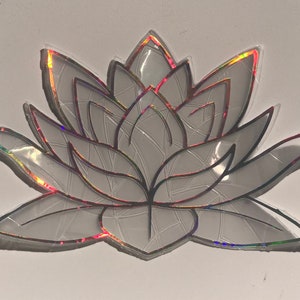 Large Lotus Flower Window Cling Prism & Holographic Rainbow Maker, Static Cling Decal, 11 x 6.5. Removable and Reusable image 7