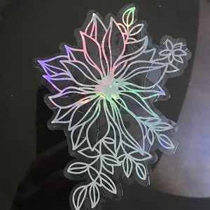 Floral Rainbow Holographic Window Cling, Prism Rainbow Maker, Static Cling Sticker Decal, Removable and Reusable