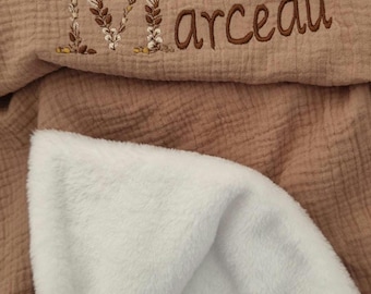 Ultra soft customizable baby blanket in cotton gauze - Baby blanket - Blanket with first name - Birth gift - Birthday gift