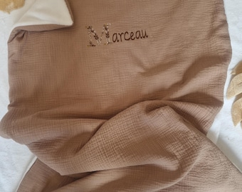 Ultra soft customizable baby blanket in cotton gauze - Baby blanket - Blanket with first name - Birth gift - Birthday gift