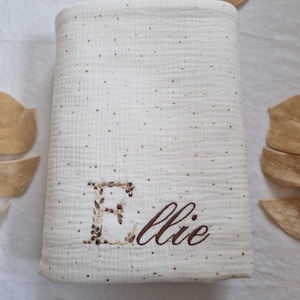 Ultra soft customizable baby blanket in cotton gauze - Baby blanket - Blanket with first name - Birth gift - Birthday gift