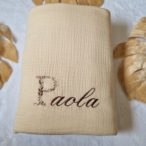 Baby blanket - personalized baby blanket - double cotton gauze blanket - embroidered blanket
