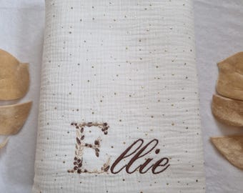 Couverture personnalisable bébé ultra douce en gaze de coton - Plaid bébé - Couverture avec prénom - Cadeau naissance - Cadeau anniversaire