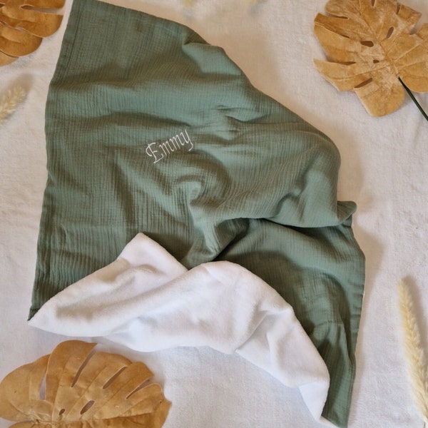 Couverture personnalisable bébé ultra douce en gaze de coton - Plaid bébé - Couverture avec prénom  - Cadeau naissance - Cadeau anniversaire