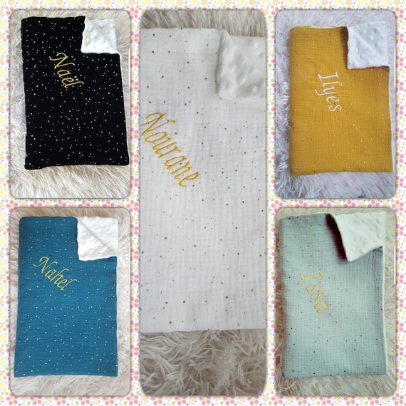 Couverture Bebe Personnalisee Double Gaze De Coton Brodee Etsy France