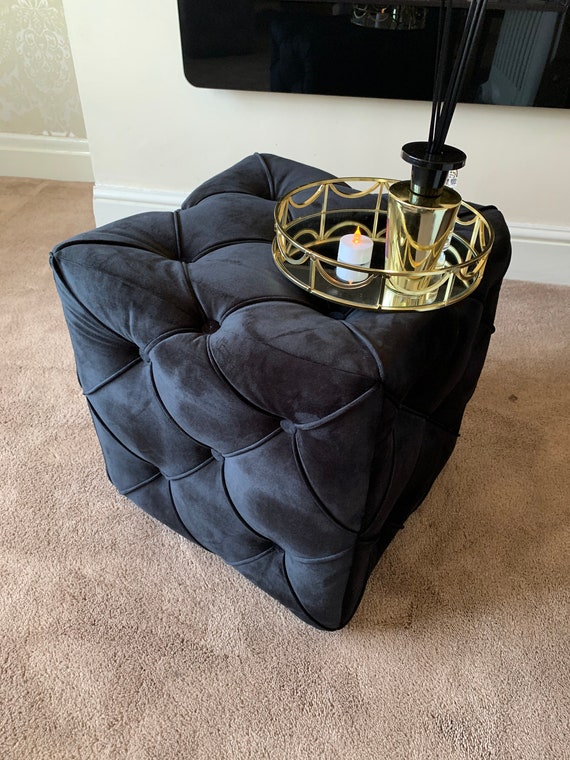 Black Footstool Cube Velvet Coffee Table Ottoman Australia Black Footstool Cube Velvet, Coffee Table Ottoman Combo Australia
