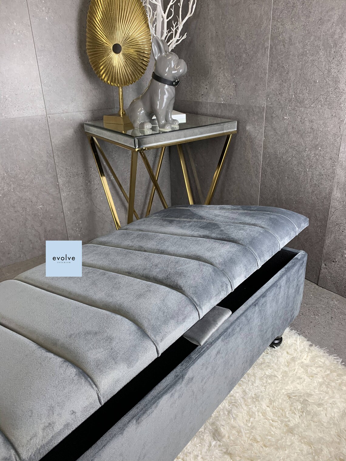 Banco de almacenamiento gris oscuro completamente hecho a mano | Etsy