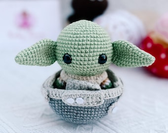 Handmade Crochet Mandalorian Baby Yoda Keychain – Star Wars Plushie