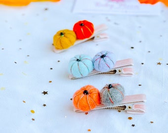 Wool Felt Pumpkin Hair Clip: Halloween Costume Accessory