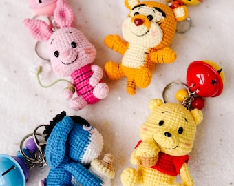 Handmade Winnie the Pooh Crochet Keychain, Disney Bag Charm