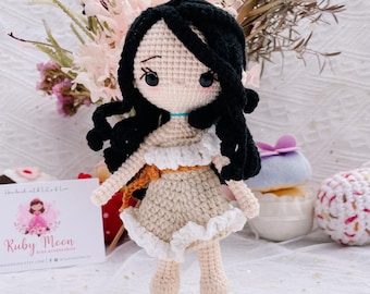 Crochet Pocahontas Doll, Disney Princess, Handmade Cotton Yarn