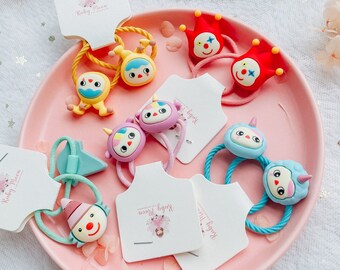 Clown Hair Ties: Baby Girl Circus Party Favors (10pcs)