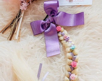 Rapunzel braid, Rapunzel hair flower, princess hair bow, Tangled birthday princess birthday Rapunzel dress up, birthday gift for little girl