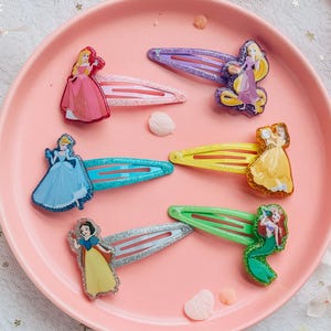 Disney Prinzessinnen Glitzer Haarspangen, Gastgeschenke, 6er Set