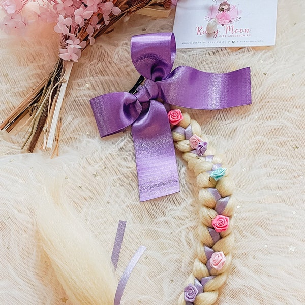 Rapunzel braid, Rapunzel hair flower, princess hair bow, Tangled birthday princess birthday Rapunzel dress up, birthday gift for little girl