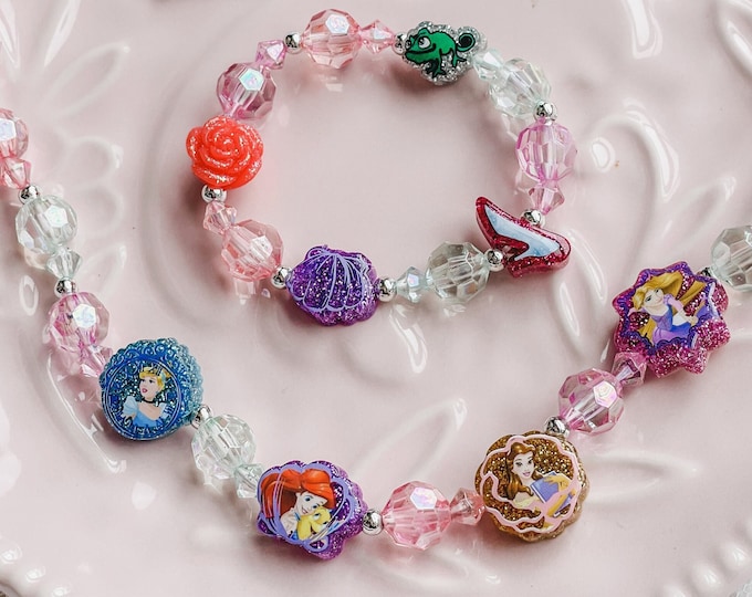 Prinzessin Armband Set: Rapunzel, Cinderella, Arielle, die Meerjungfrau Ariel, Geburtstagsgeschenk für kleine Mädchen